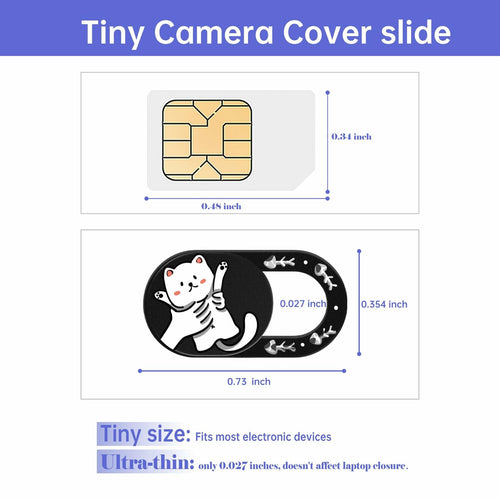 DR. PANDACAT Hug Me Cat 3-Pack Laptop Camera Cover Slide Black White